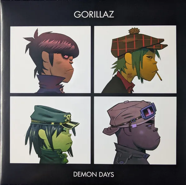 Four cartoon character portraits in profile — a red-haired figure, a green-haired one in a plaid cap smoking, a green-skinned figure in a naval cap, and a purple-skinned one with a helmet and goggles — arranged in a 2×2 grid of white panels on a black background.