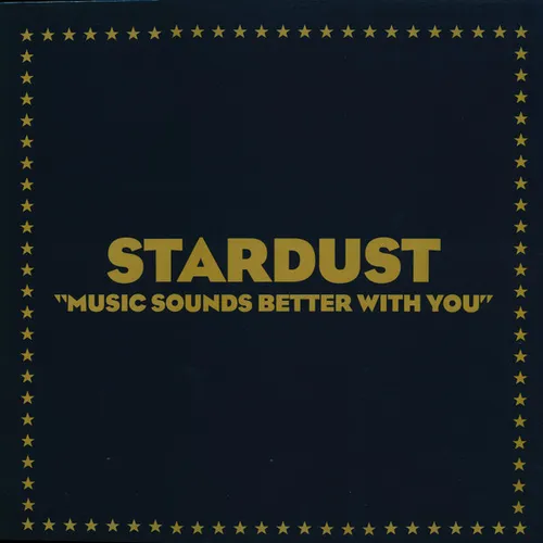 A purely typographic cover: bold gold lettering centered on a dark navy-black background, framed by a decorative border of small gold stars.